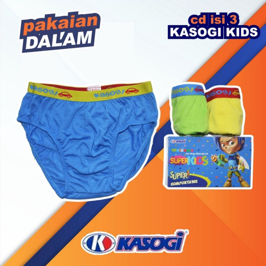 Celana Dalam Anak Merk Kasogi Superkids (Isi 3 Pcs) M L XL