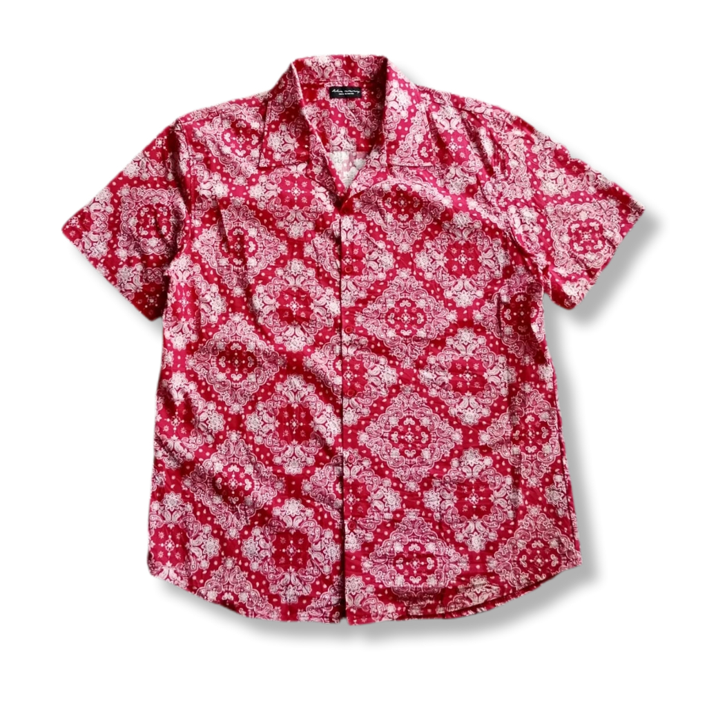 THEXXXY BANDANA RED OPEN COLLAR SHIRT | KEMEJA |  CLWM