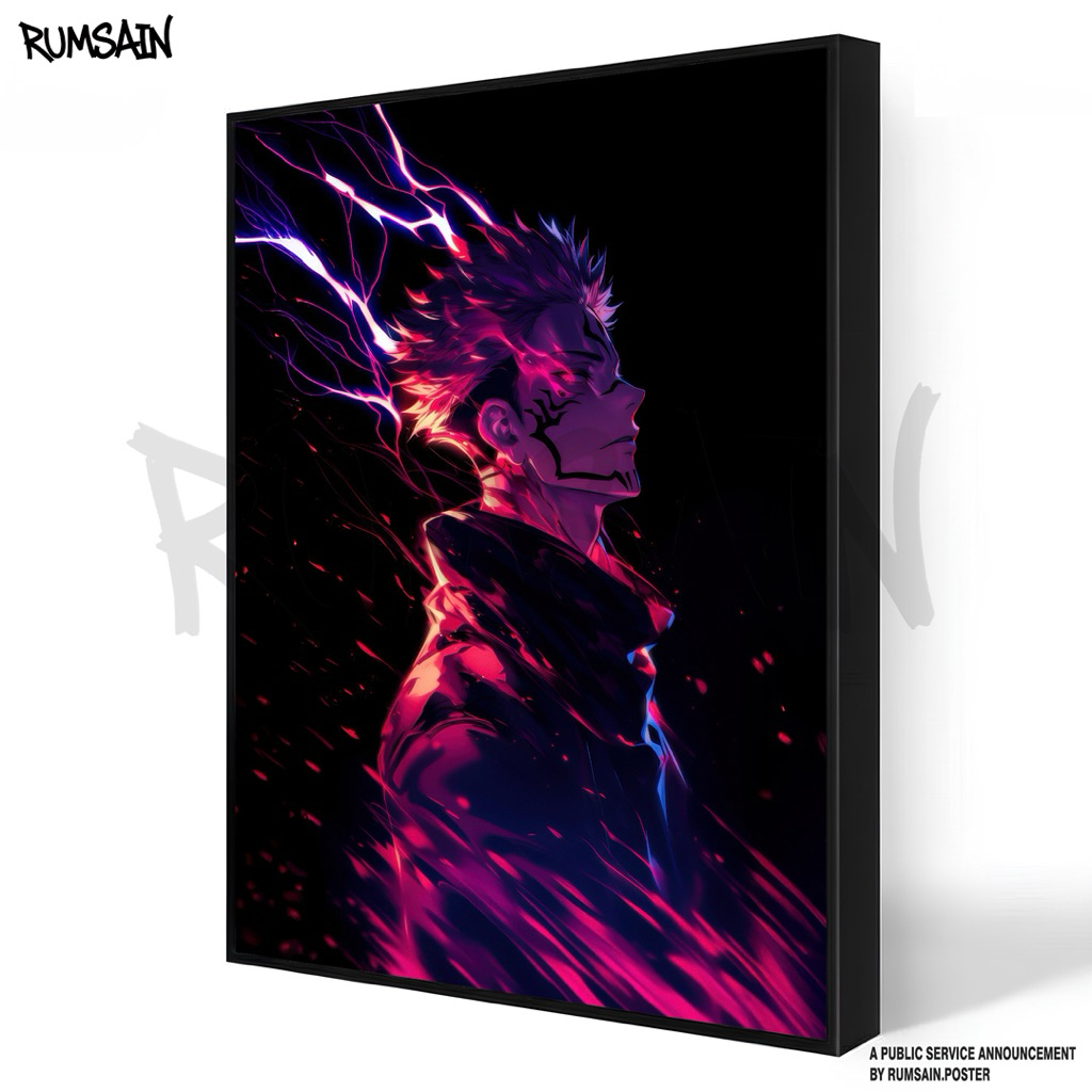 Rumsain poster - jujutsu kaisen - home decor - cetak poster - Bingkai minimalis - poster dinding - d