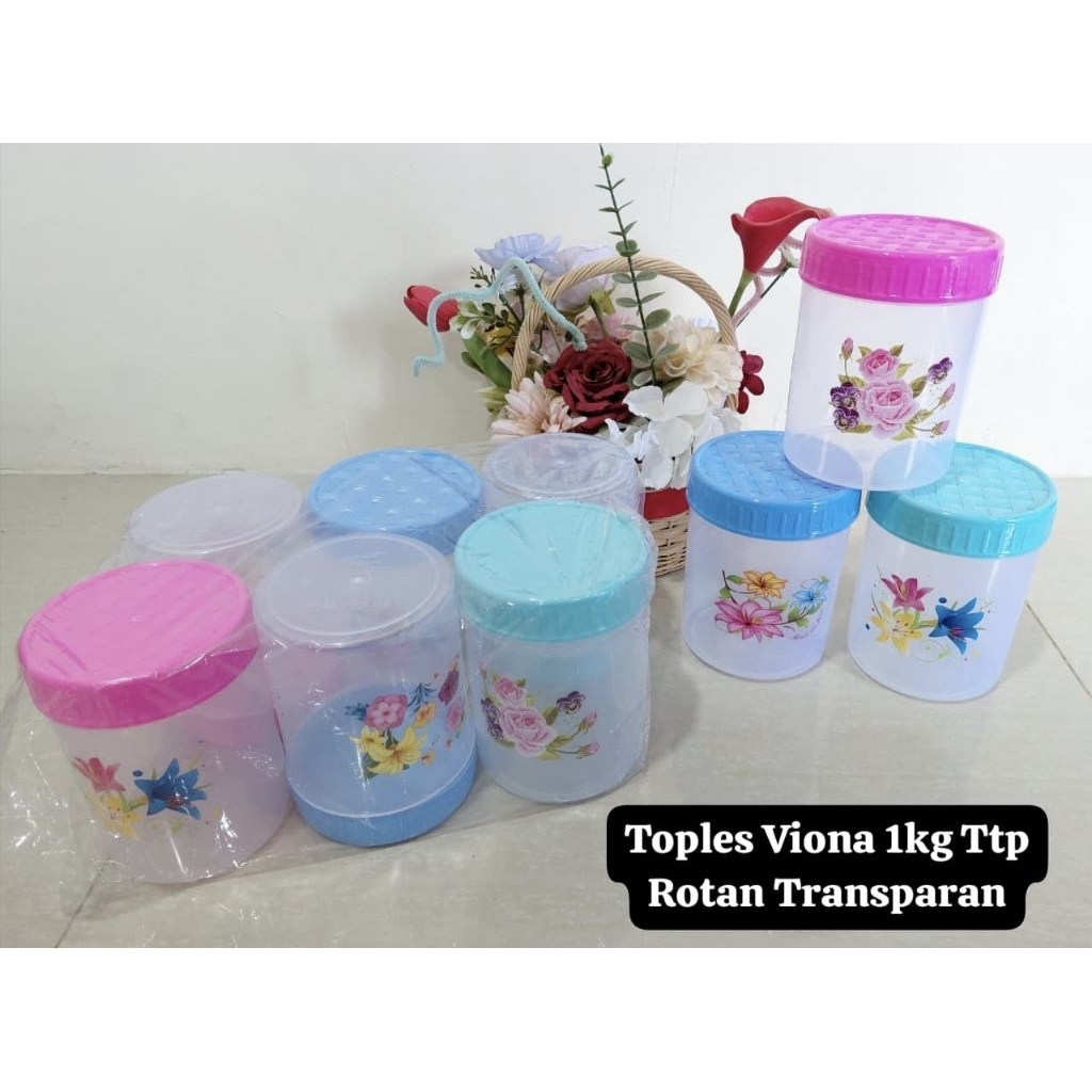Paket Hemat 6pcs-Toples 1kg Viona/Toples Kue kacang/Toples gula/Toples Drat