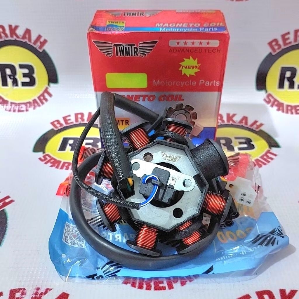 Spul Viar Karya Bit 8 pole/lilitan/gulungan baut 2 motor roda tiga -Sedia sparepart motor roda3 Viar