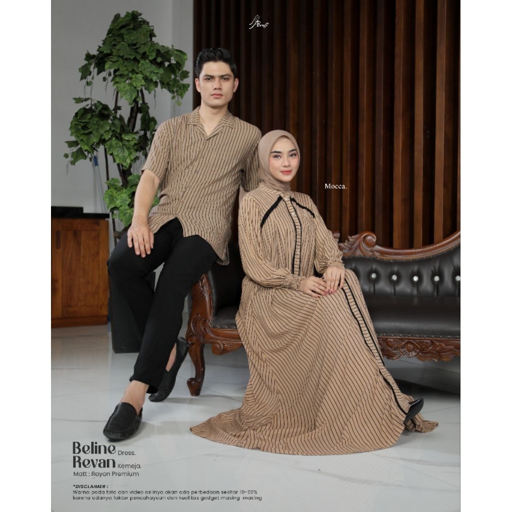 BAJU COUPLE SALUR KEKINIAN BELINE DRESS - KEMEJA REVAN BY ARRAFI RAYON PREMIUM ADEM NYAMAN MODERN