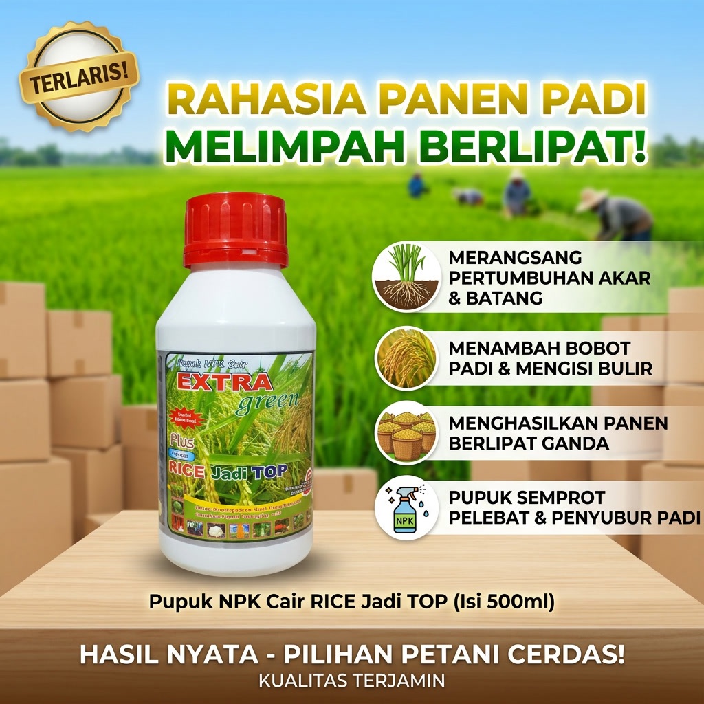 RICE JADI TOP 500ml Obat Semprot Pelebat Padi - Pupuk Penyubur Padi - Pupuk NPK Cair RICE TOP Menamb