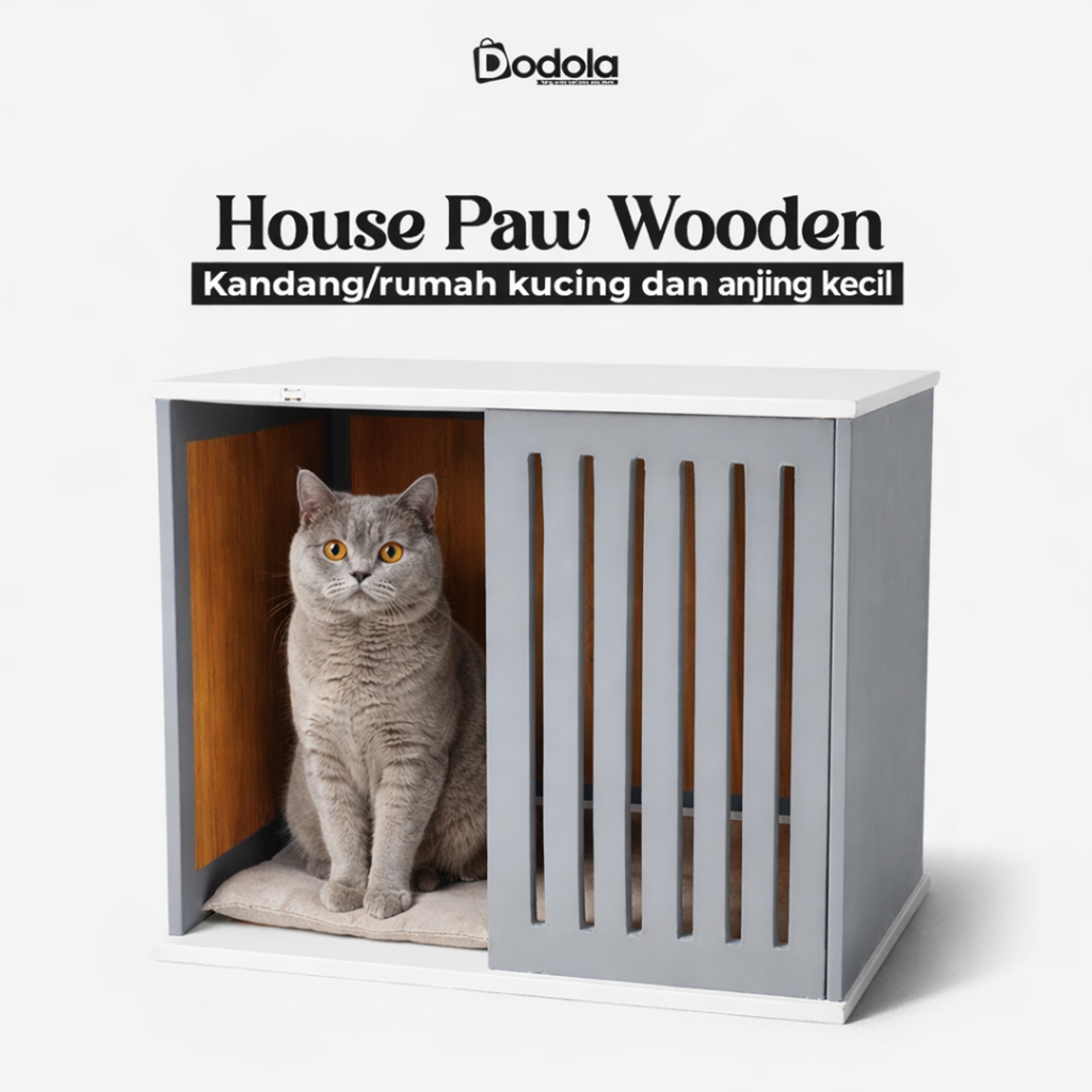 Kandang Kayu Kucing Anjing Kecil Ukuran 60x60x35cm Finishing Halus Packing Aman