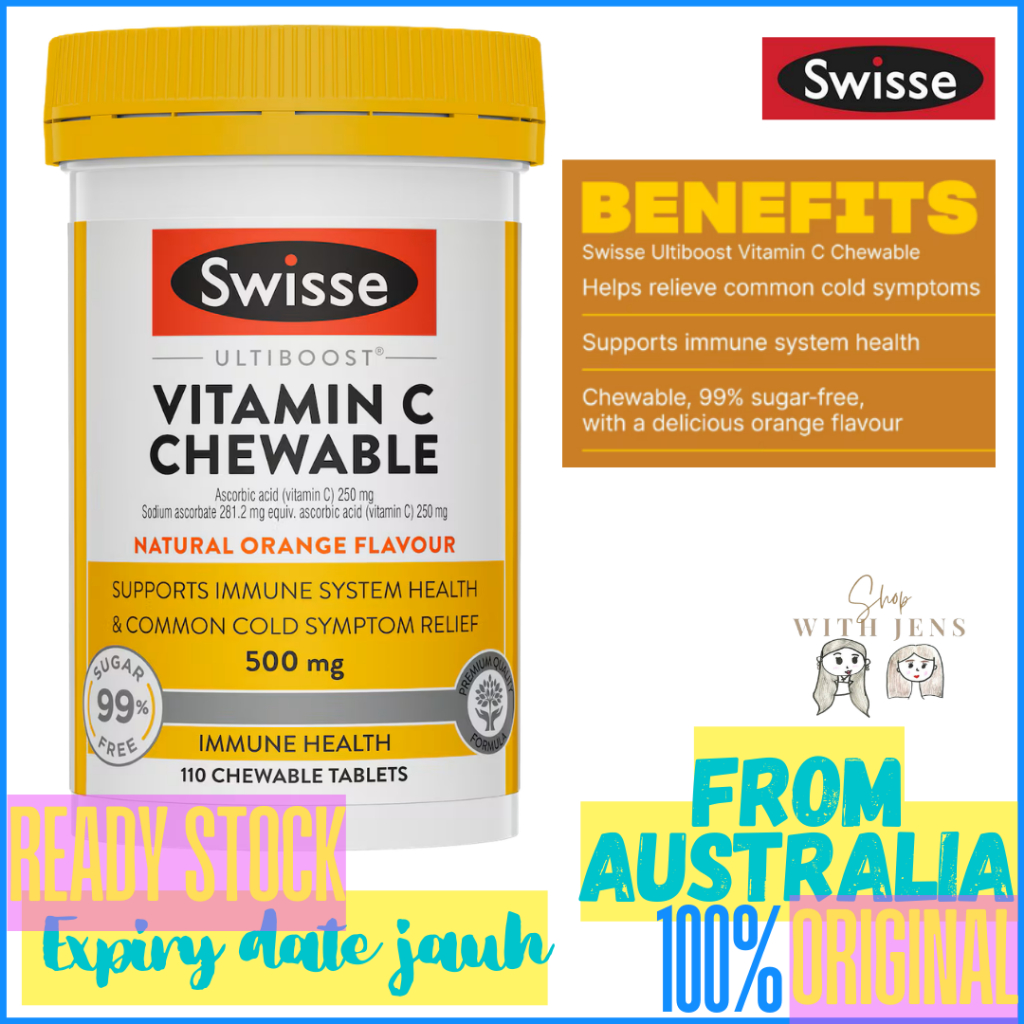 Swisse Ultiboost Vitamin C Chewable Tablets 110 pack Meredakan Gejala Flu Biasa
