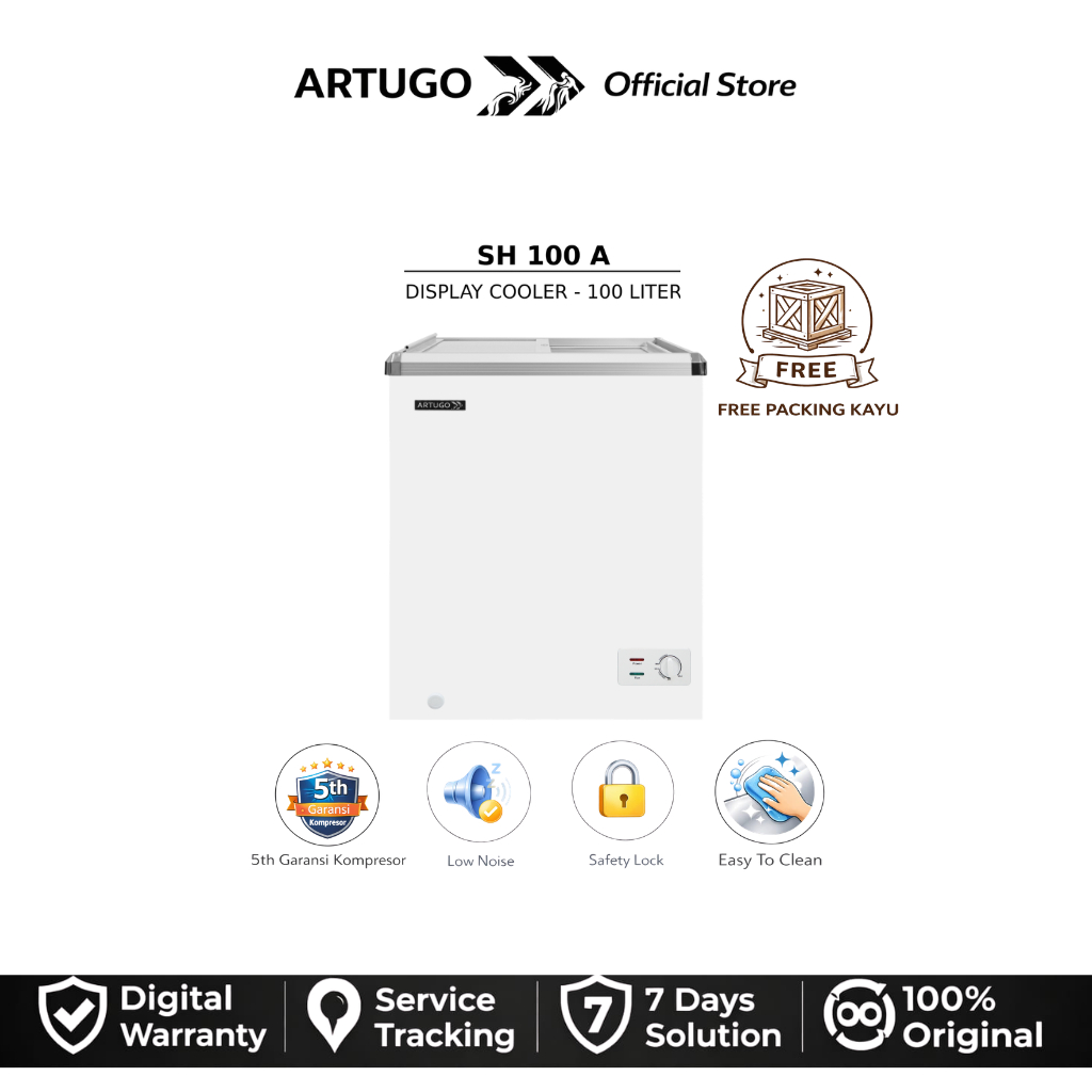 Artugo Sliding Flat Glass Freezer 100 Liter SH 100 A