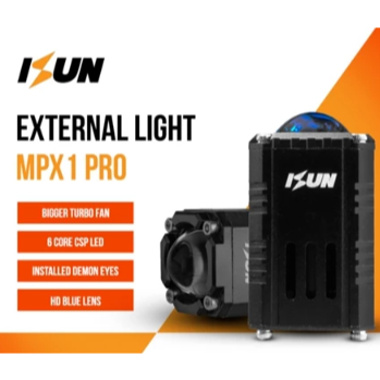 pek9- ISUN MPX1 PRO Lampu LED Mini Projie ISUN dengan Blue Lens Demon Eyes dan Kipas Pendingin DC9-8