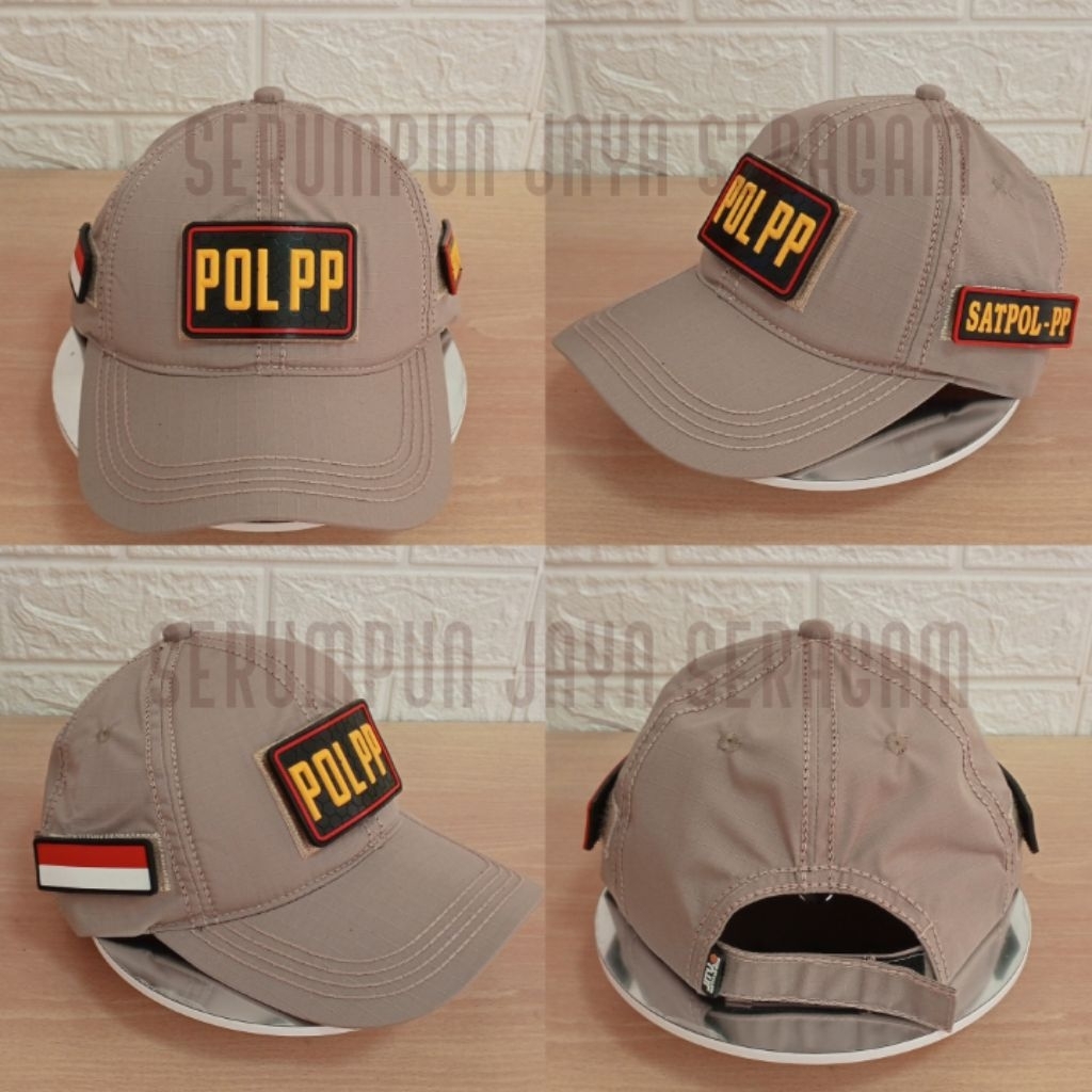 TOPI POL PP SATPOL PPKREM TACTICAL 3 PATCH RUBBER - TOPI POL PP KREM TACTICAL PATCH RUBBER KARET LEP