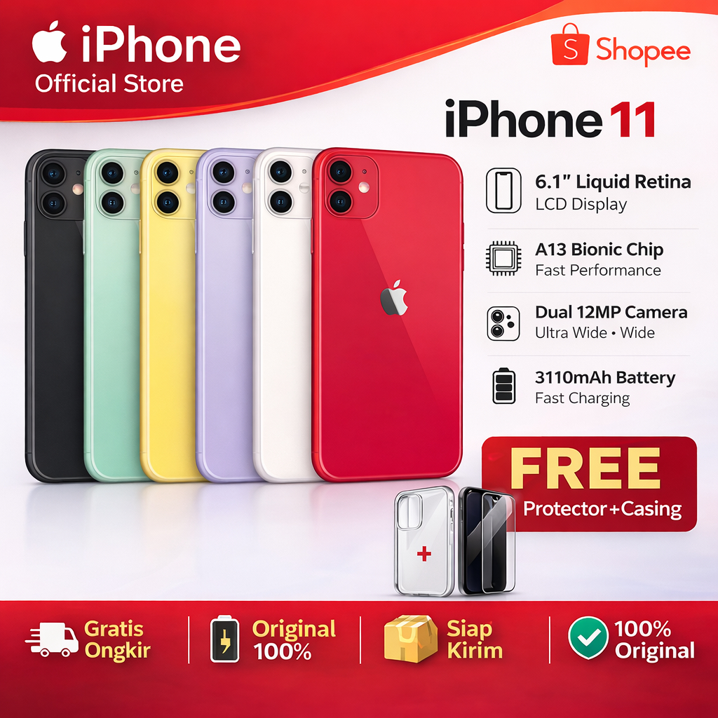 iPhone 11 iBox Original Baru 100%, Kirim Cepat | iPhone 11 Baru iBox 64GB / 128GB / 256GB, Fullset, 