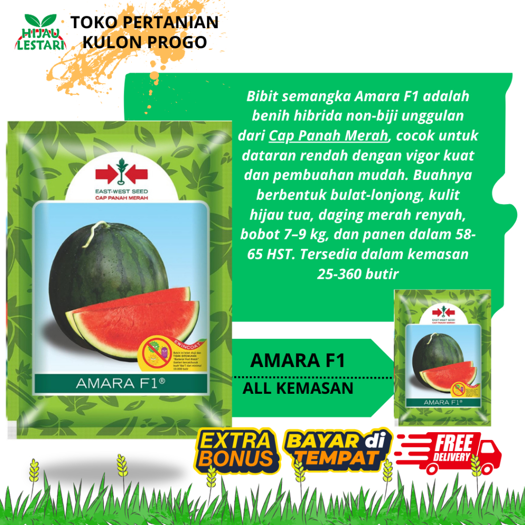 BENIH SEMANGKA MERAH TANPA BIJI AMARA 360 BUTIR PRODUK PANAH MERAH / BIBIT SEMANGKA AMARA