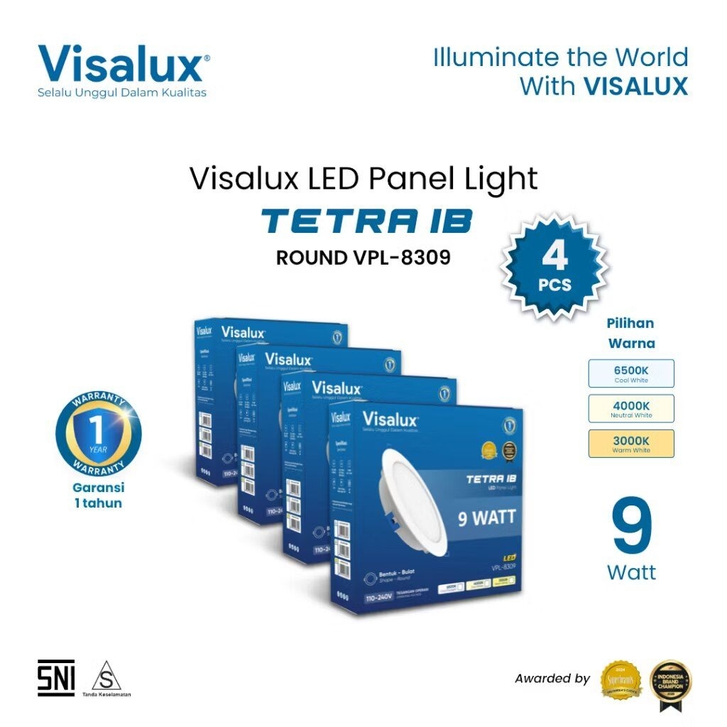 Visalux Tetra LED Panel Liaht InbowBundling Paket 4 pcs Lampu Plafon Rumah Downlight