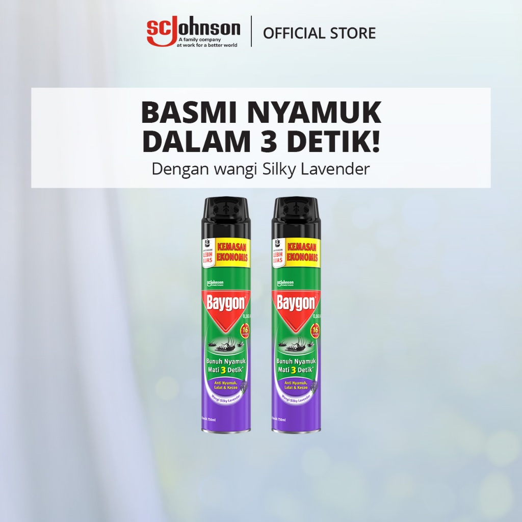 Baygon Aerosol Silky Lavender 750ml X2