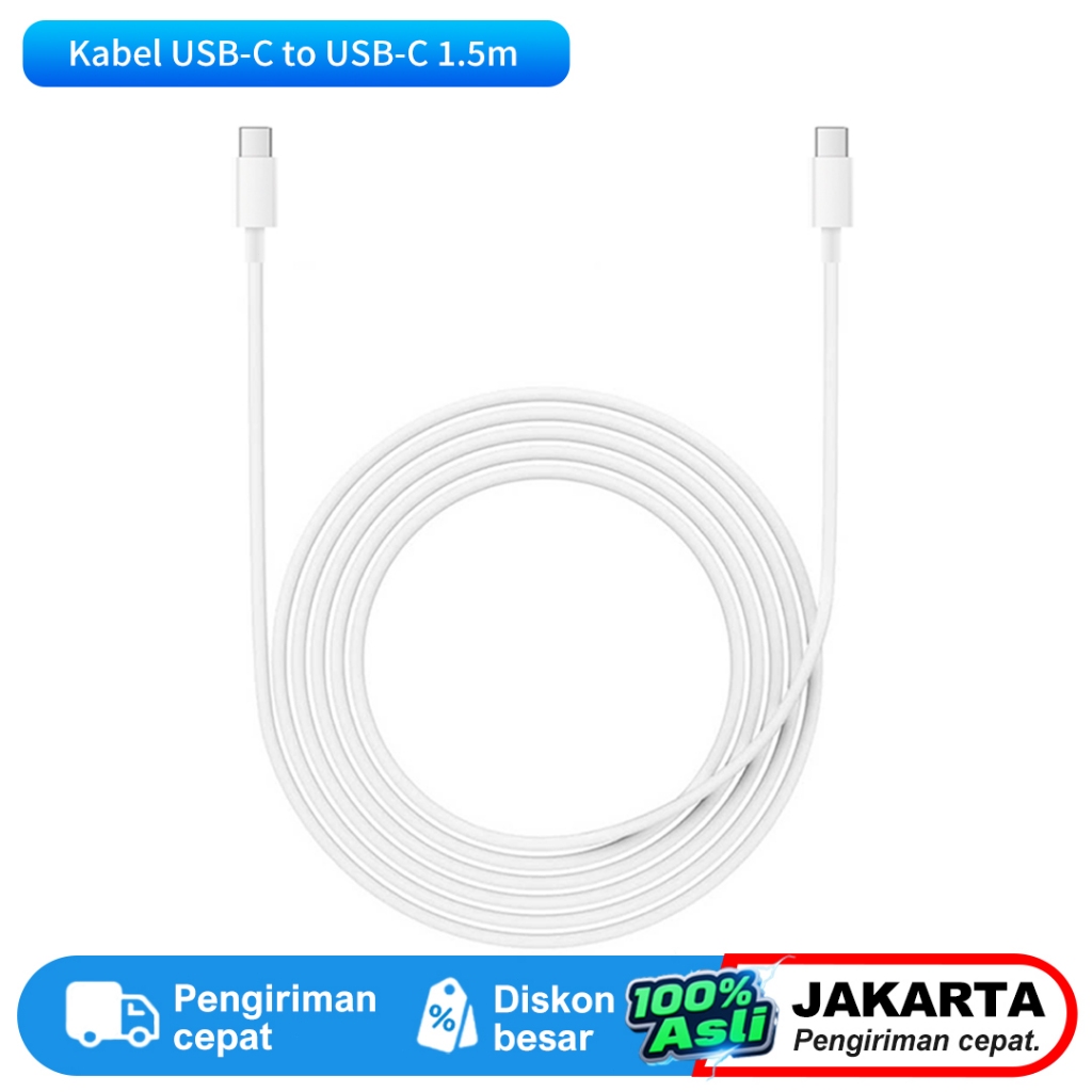 Xiaomi Kabel Data USB-C ke USB-C 1.5m - Kabel Charging 5A, Transfer Data 480Mbps Super Cepat, Kompat