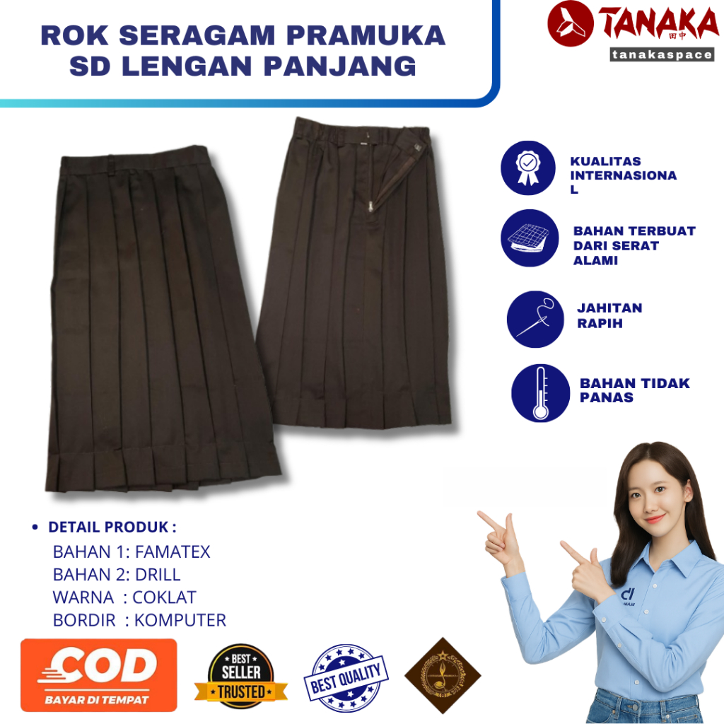 ROK PRAMUKA SD | ROK PRAMUKA PANJANG SD | ROK PRAMUKA MURAH BAHAN PREMIUM