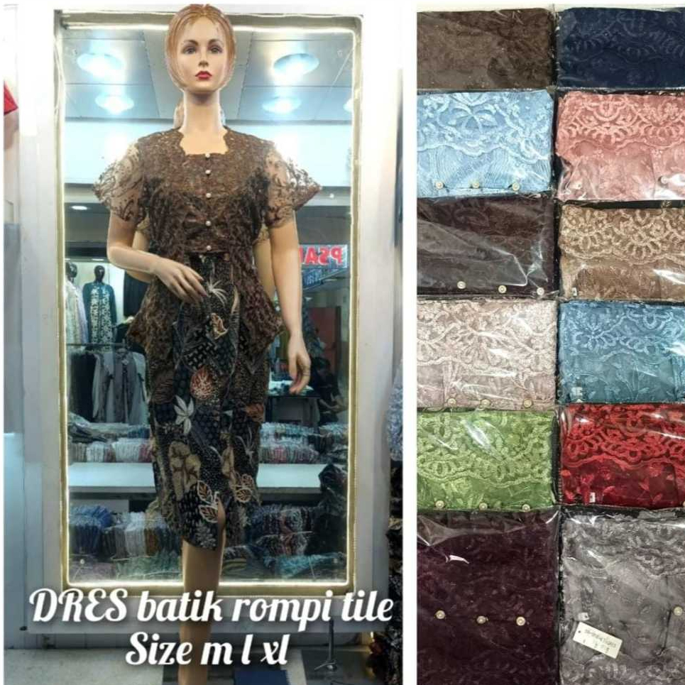 Dress ROMPI BATIK LENGAN PENDEK WANITA/KT DRESS BATIK /DRESS BATIK NATAL