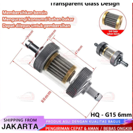 CARBOSS Filter Bensin Transparan CNC titanium/Filter bensin traansparan/Filter Bensin Motor Karburat