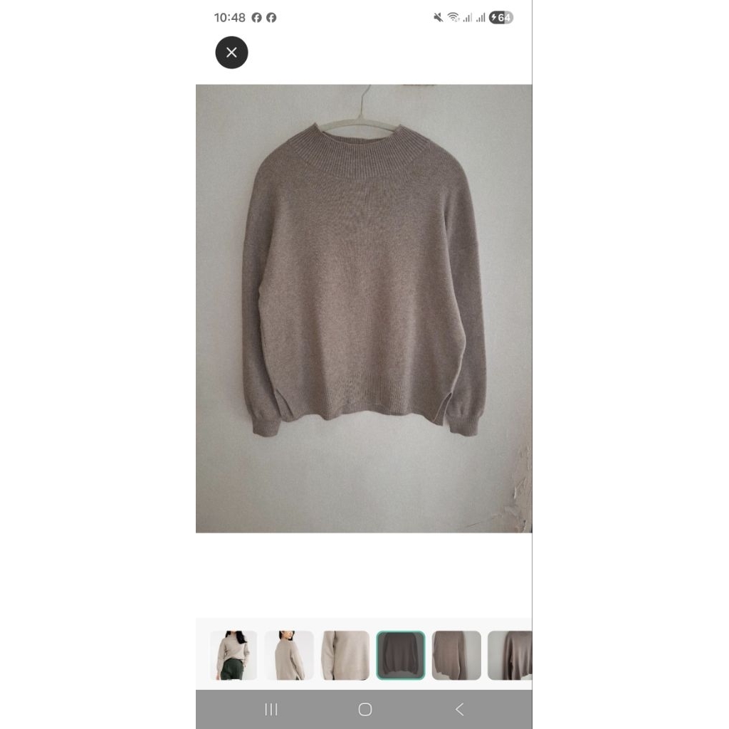 GLOBAL WORK FLUFFY STAND SLIT SWEATER