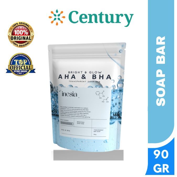 Inesia Bright & Glow AHA & BHA Transparent Soap Bar, Sabun Cair, 90g, /Perawatan Tubuh / Sabun Bar