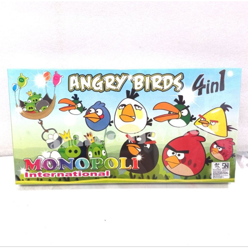 Mainan Board Game Dadu Monopoli Karton A Birds Putih Ular Tangga Ludo 4in1
