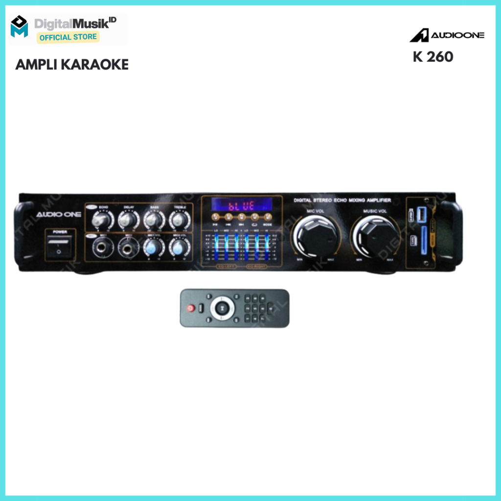 AUDIO ONE K260 Power Amplifier 2x300W Bluetooth USB SD Card Player | Amplifier Karaoke I DM