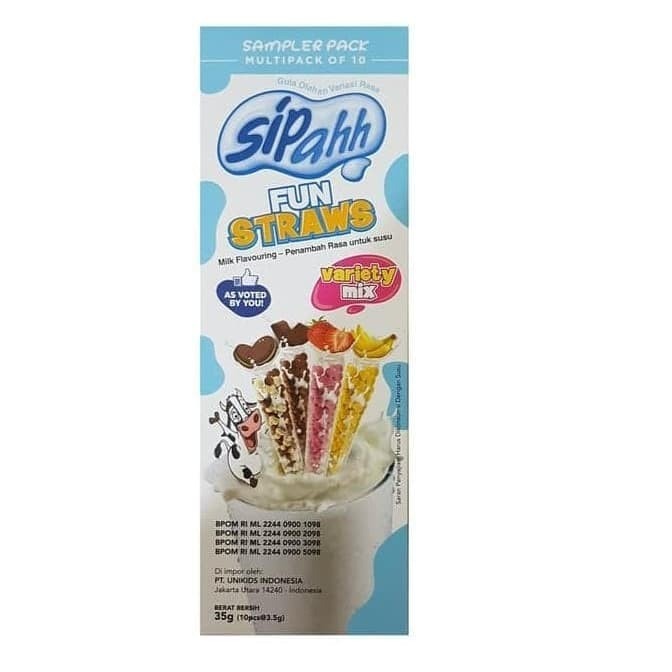 Sipahh Fun Straws Sedotan Rasa 1 Pack 10 pcs Sedotan Unik Anak Mix Varian Rasa Ready Stok Festive Fr