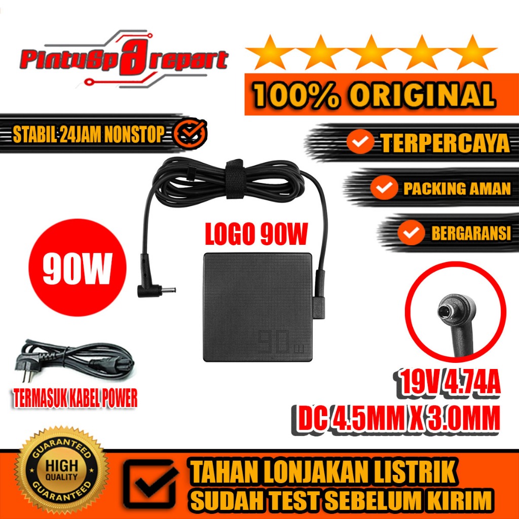 (GENUINE LOGO 90W 19V 4.74A 4.5*3.0) ORIGINAL CHARGER ASUS VIVOBOOK 14X M1403 M1403QA A19-090P2A PC 