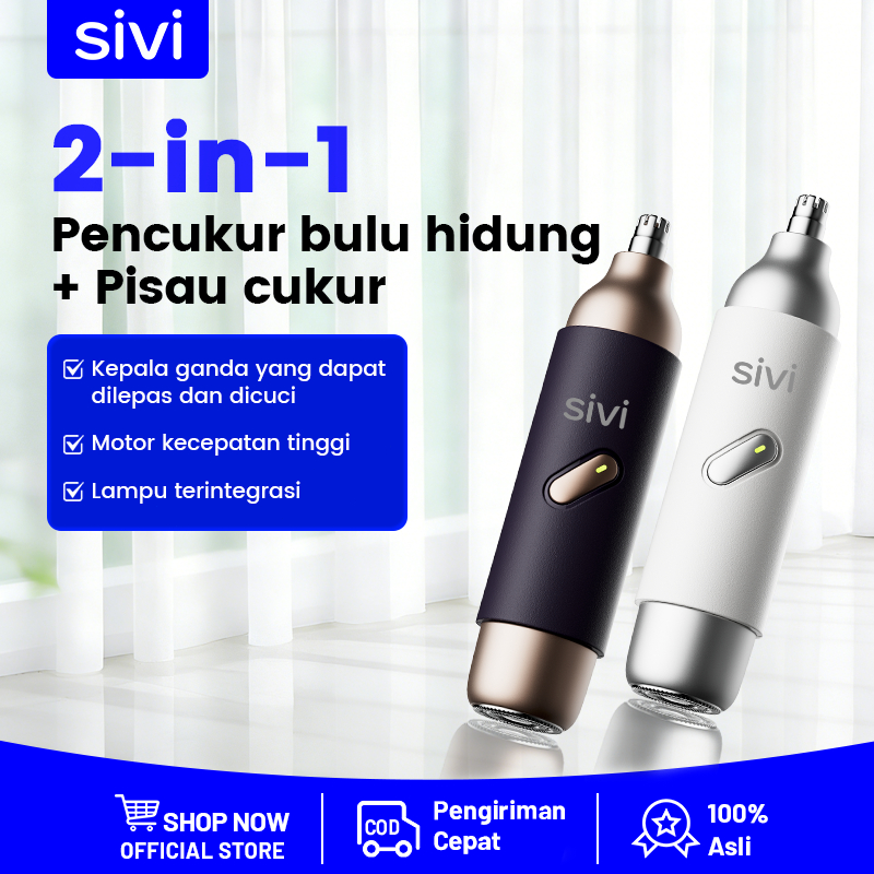 SIVI K007 Trimmer Serbaguna, Alat Cukur Hidung dan Janggut Elektrik 2-in-1, Alat Perawatan Wajah Pri