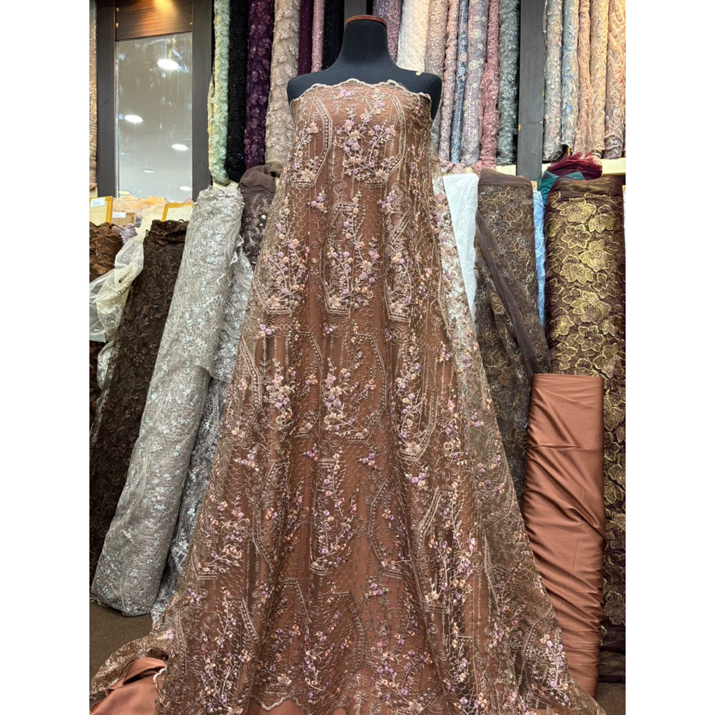 TULLE BELINDA BAHAN KAIN TULLE BORDIR / BRUKAT BORDIR/ TULLE APLIKASI / TULLE 3D