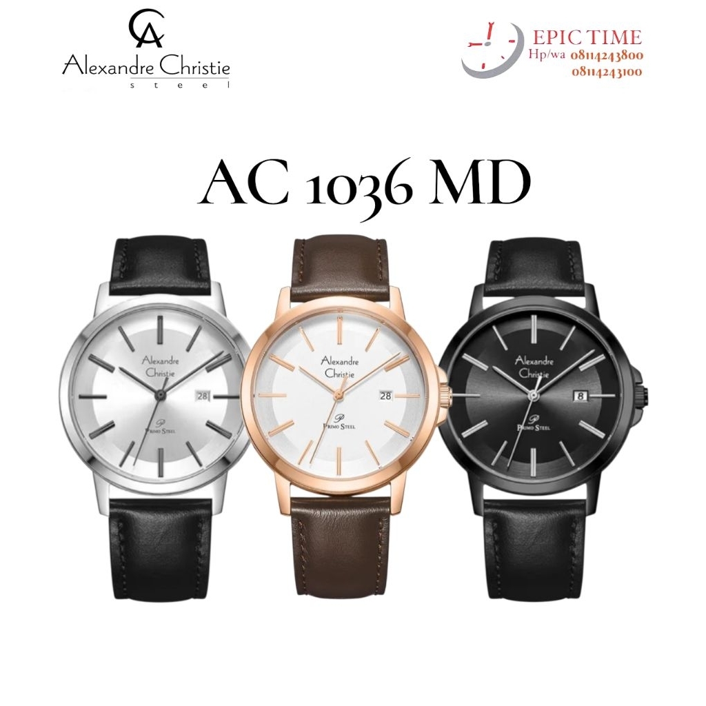 Jam Tangan Pria Alexandre Christie Primo 1036 AC1036 AC 1036 Tali Kulit