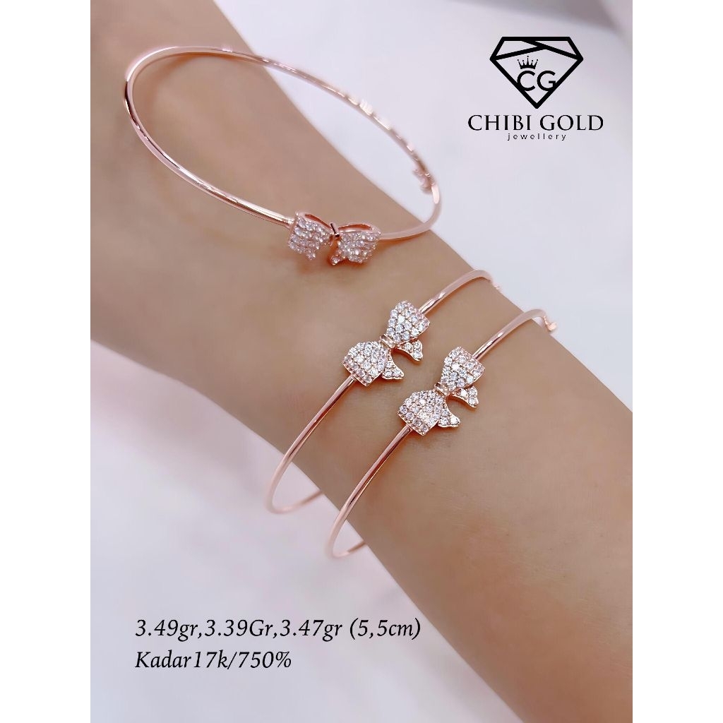 Gelang bangle pita emas 750 kadar 17K - chibigold