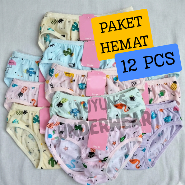 12 CD Golden Nick Anak Celana Dalam Anak GN Motif Bahan Rayon Poliester Adem Halus Lusinan