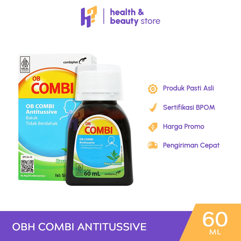 OBH COMBI ANTITUSSIVE BATUK TIDAK BERDAHAK 60 ML | OBAT BATUK TIDAK BERDAHAK, DISERTAI ALERGI, BATUK