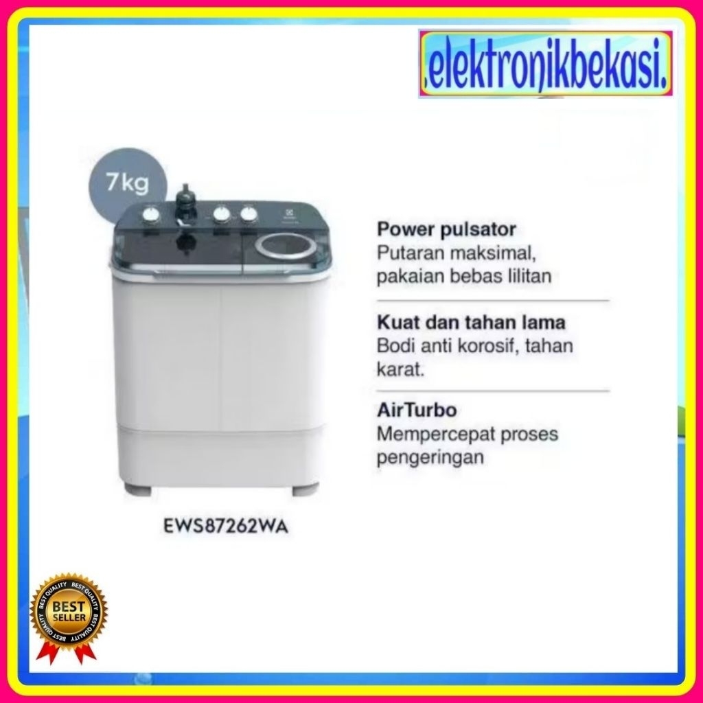 MESIN CUCI ELECTROLUX EWS 87262 WA / MESIN CUCI ELECTROLUX 2 TABUNG 7KG / ELECTROLUX EWS-87262WA