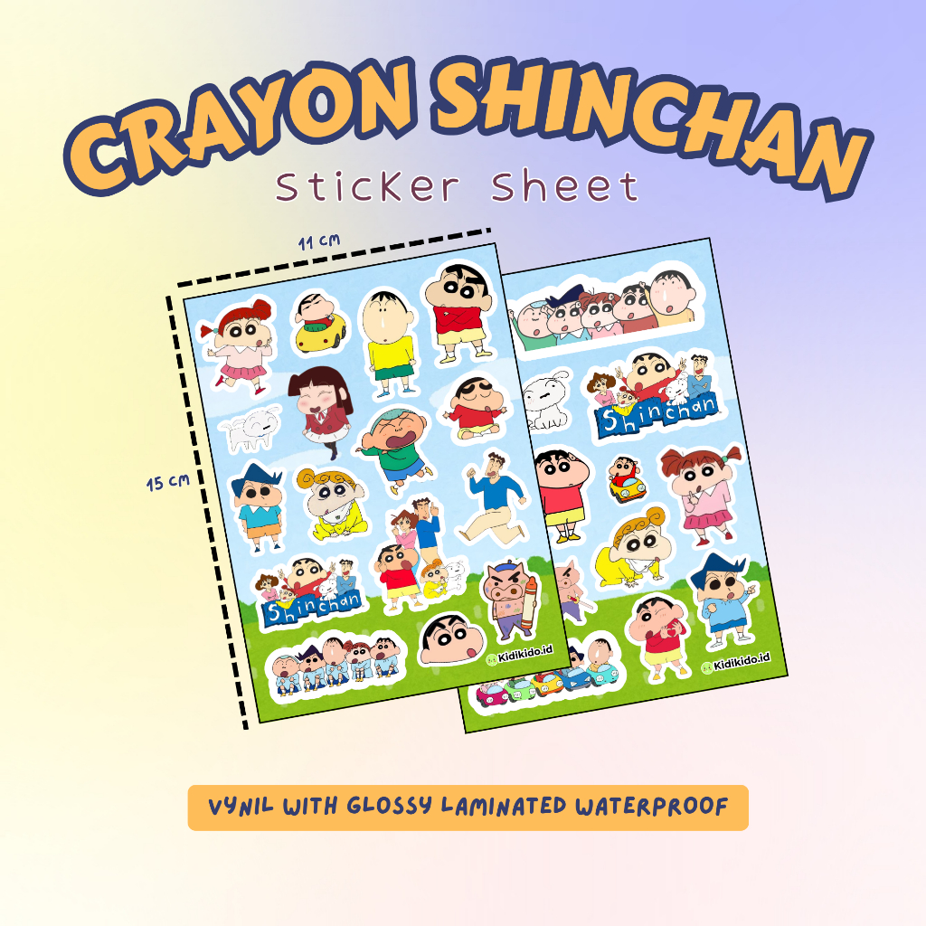 Sticker Sheet Anak Crayon Shinchan | Deco Stiker Waterproof