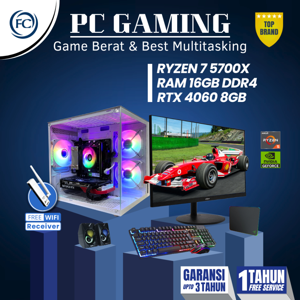 PC GAMING / DESIGN / LIVESTREAMING RYZEN 7 5700X 16GB RTX 4060 8GB FULLSET