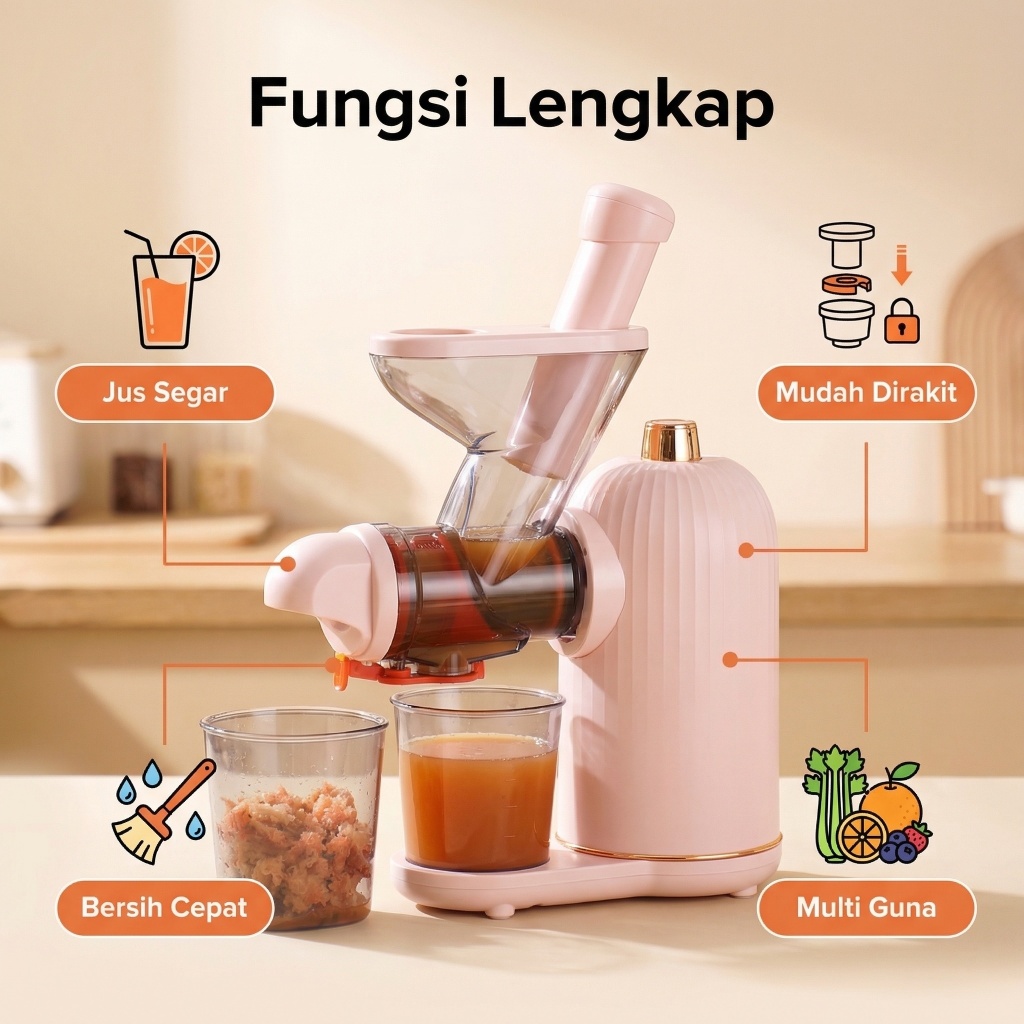 Unig Juicer Portabel Kompak untuk Penggunaan Rumah Tangga Juicer Otomatis Penuh dengan Pemisahan Amp