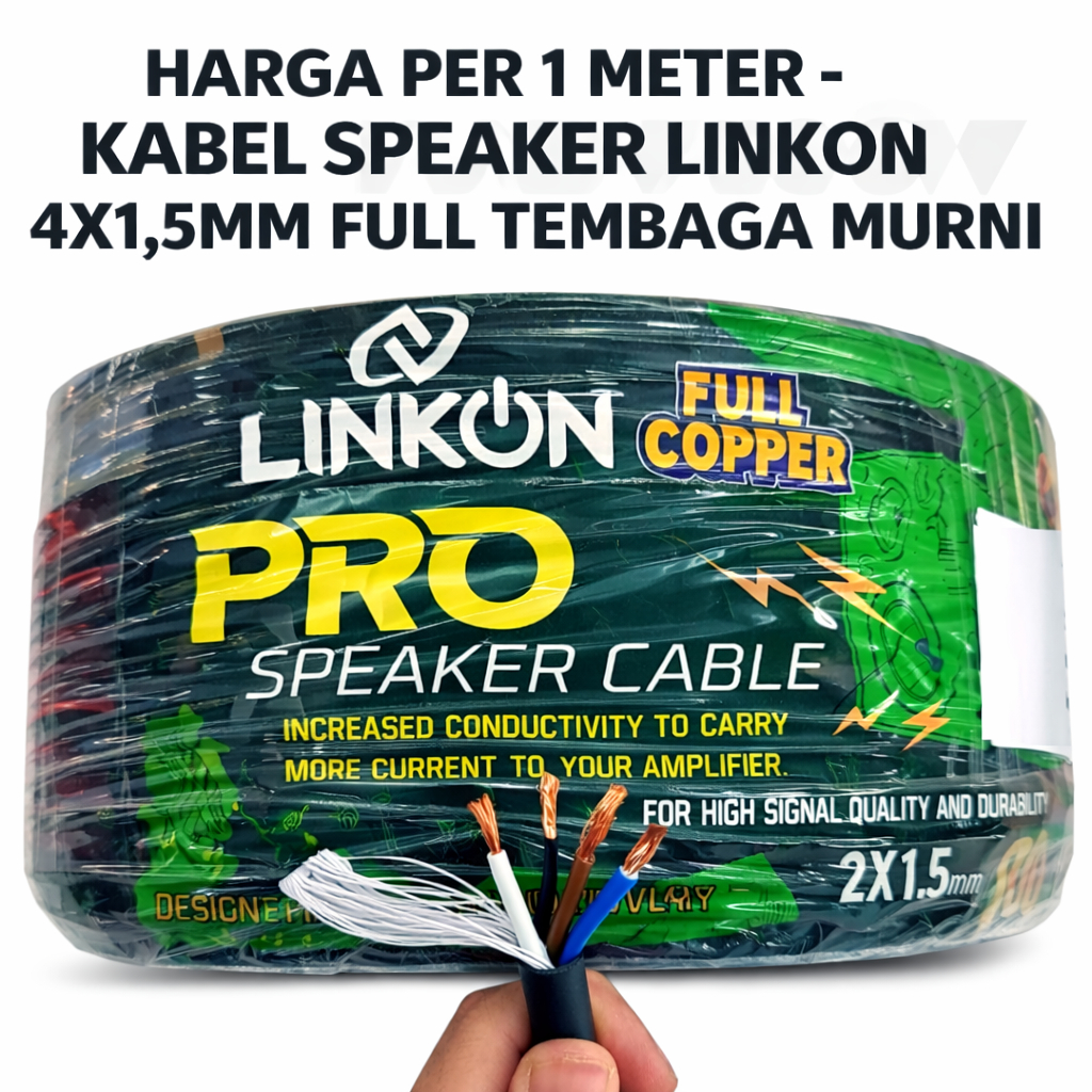Kabel Speaker 4x1,5 Full Tembaga Murni Linkon - Kabel Speaker Linkon 4x1,5 Tembaga LINK-ON 4x1.5mm