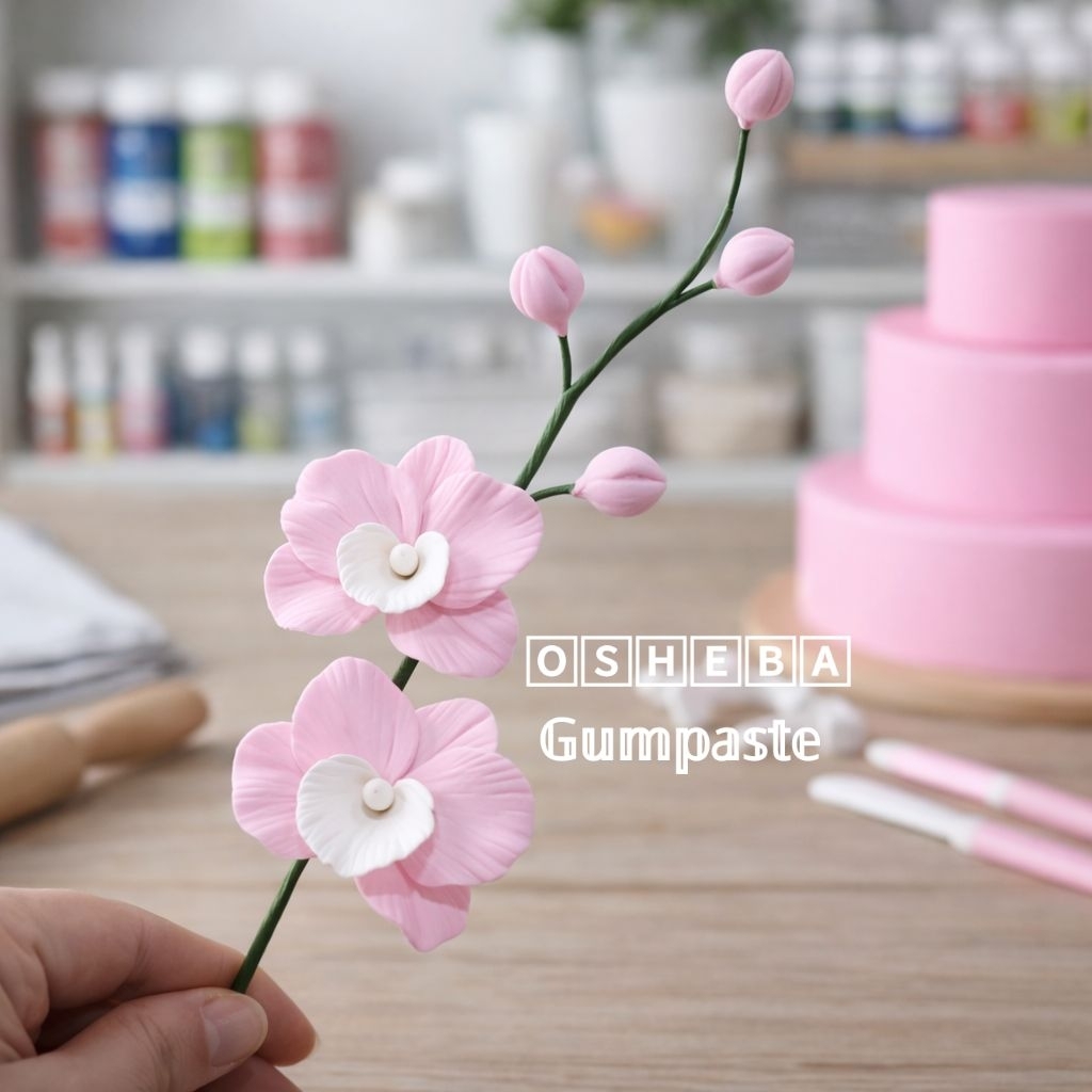 osheba] gumpaste bunga filler anggrek SQ 42 warna pink -putih
