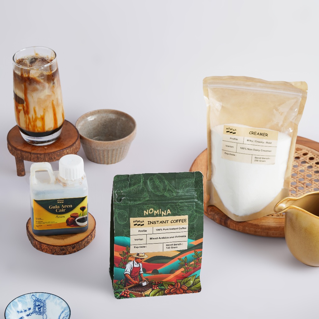 NOMINA BUNDLING KOPI SUSU GULA AREN / PAKET KOPI SUSU GULA AREN - KOPI BUBUK | CREAMER | GULA AREN C