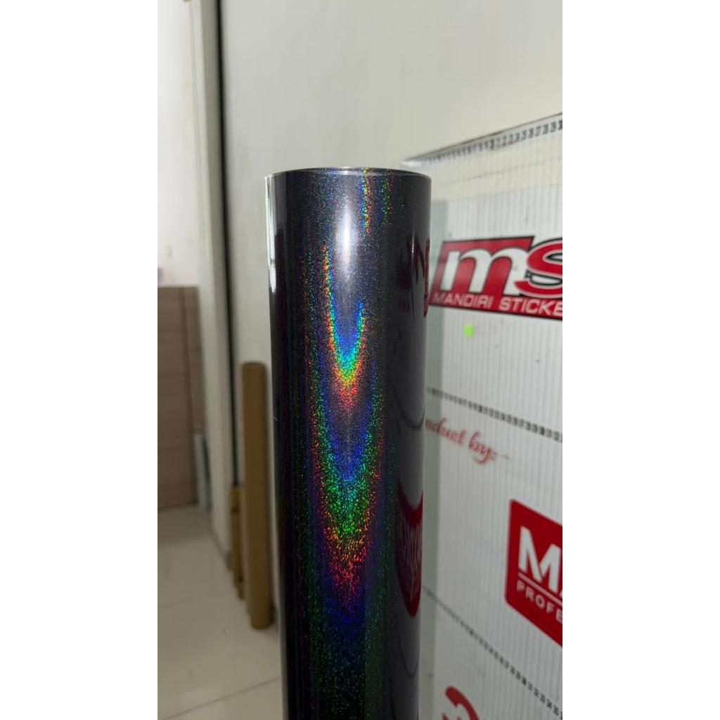 PROMO CUCI GUDANG 50% - MAXDECAL 9500 - GH15 BLACK Galaxy Hologram Glitter Premium [METERAN] - GRATI