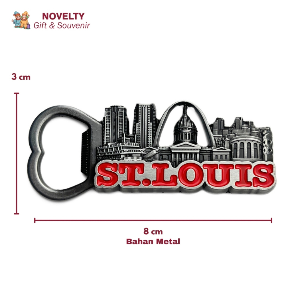Souvenir magnet kulkas bukaan botol St.Louis Metal oleh oleh Amerika