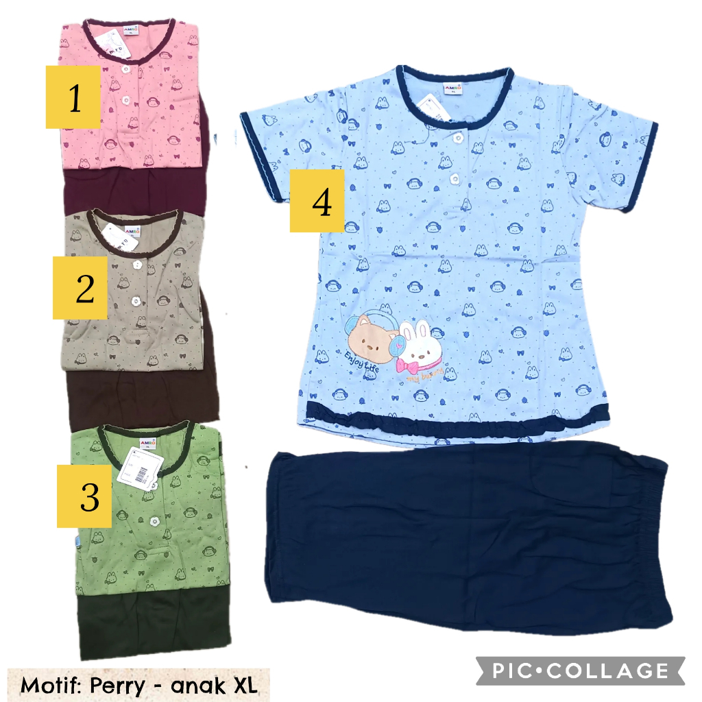 oneset piyama setelan anak Babydoll anak Amro pendek 3/4 forever selutut XL bebidol baby doll baju t