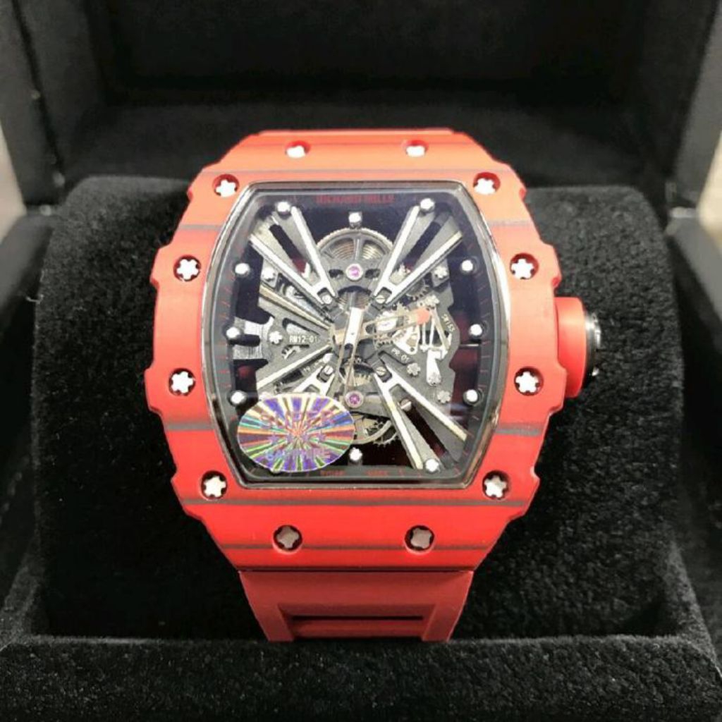 RM TERBARU JAM TANGAN RM12-01 CARBON RED SWISS MATIC DM 43MM