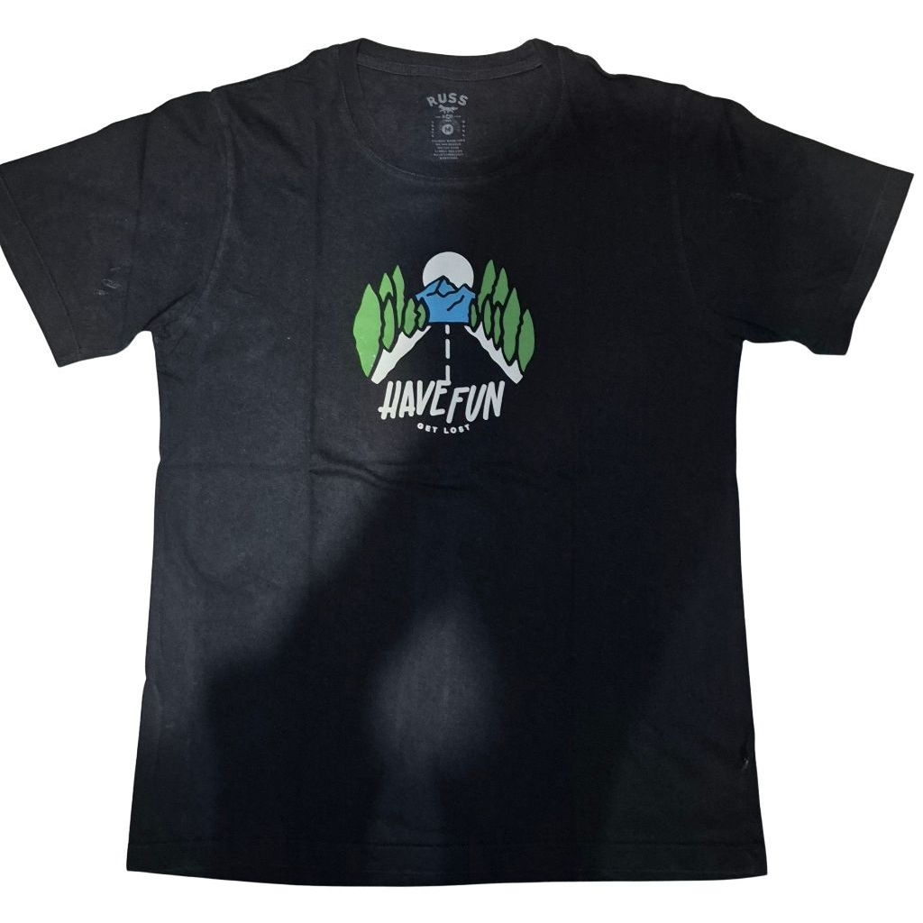Kaos Rush & Co Pria Original Size M Hitam Graphic Have Fun Second Branded Murah