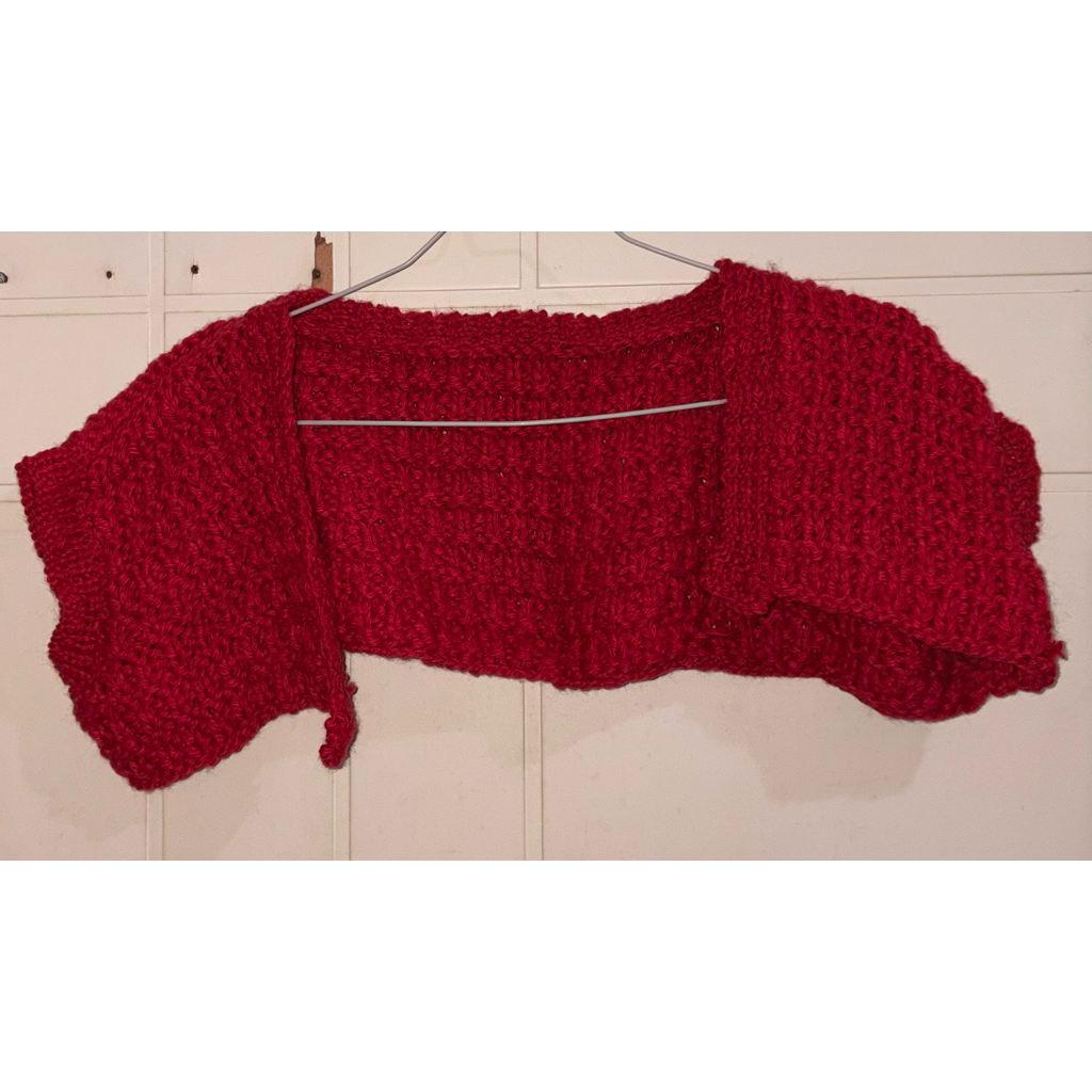Bolero Rajut Merah Wanita | Knit Shrug | Outer Pendek