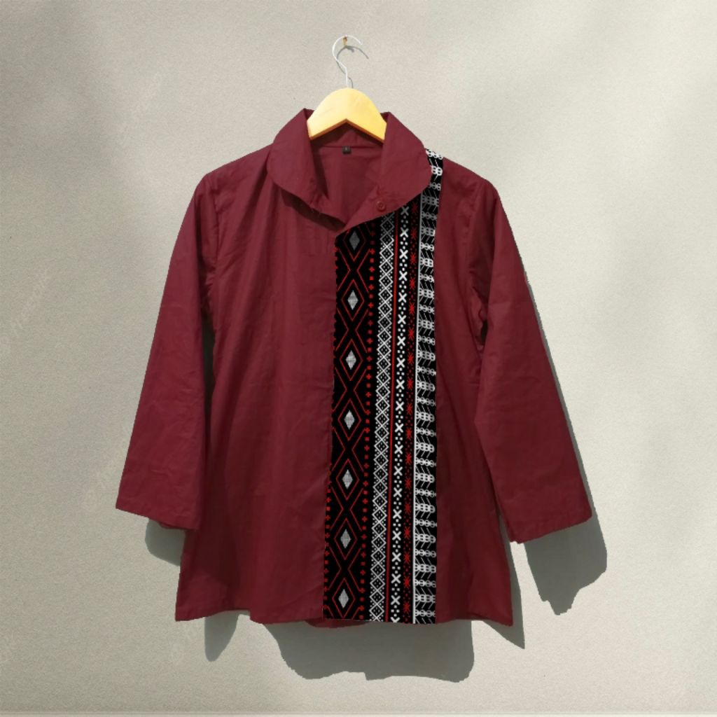 Angela Batik Batak | Blouse Batak Wanita | Kemeja Batik Etnik Wanita Motif Ulos Mandailing SM1