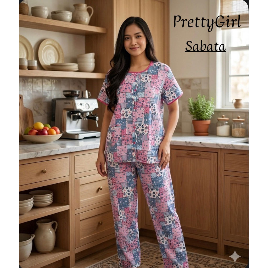 Pretty Girl CP Sabata Size L LD 110cm Katun Sabata Piyama Pretty Girl Celana Panjang Katun Sabata Si