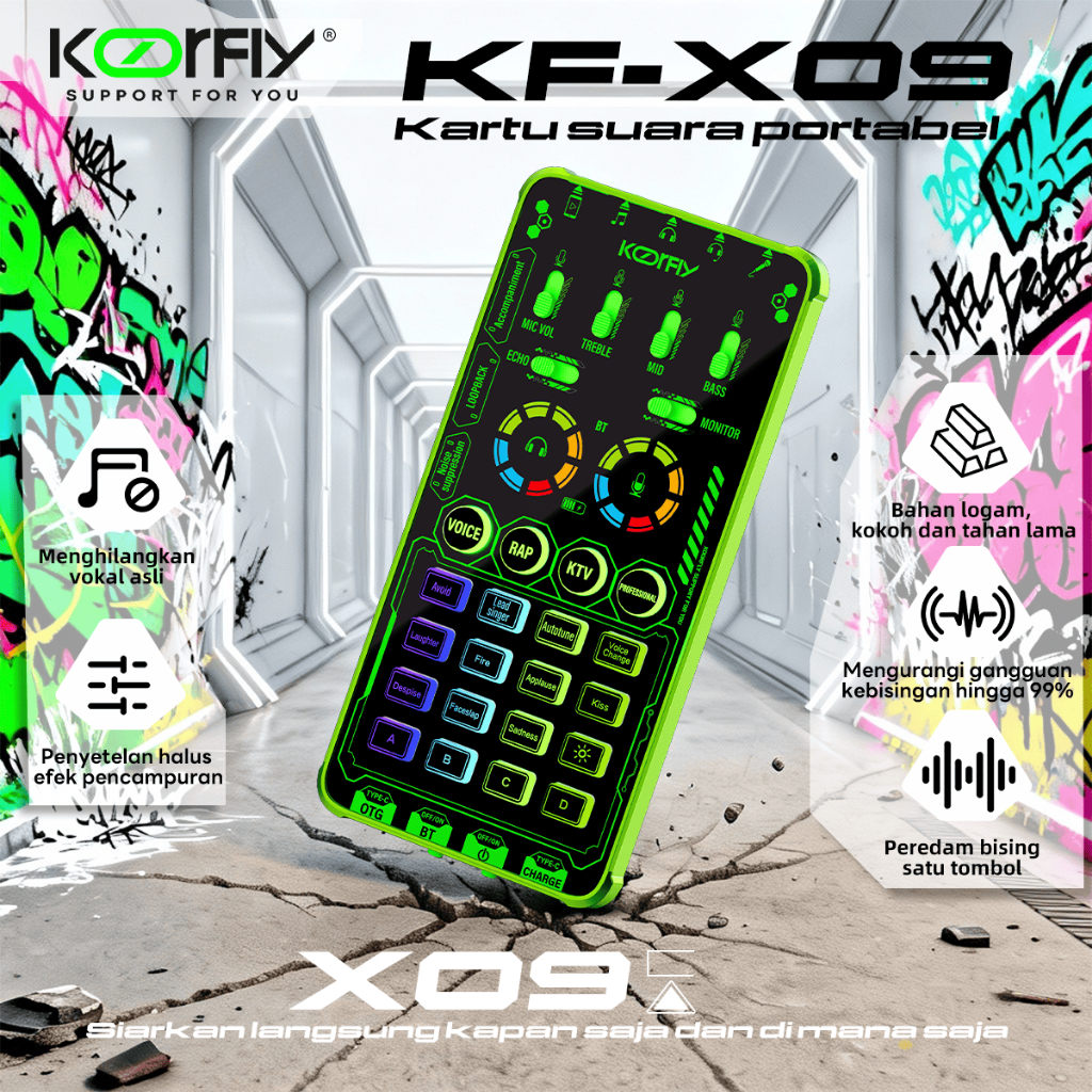Koorfly KF-X9  Handheld Bluetooth Soundcard Voice Changer Portable External Audio Sound Card with Mi
