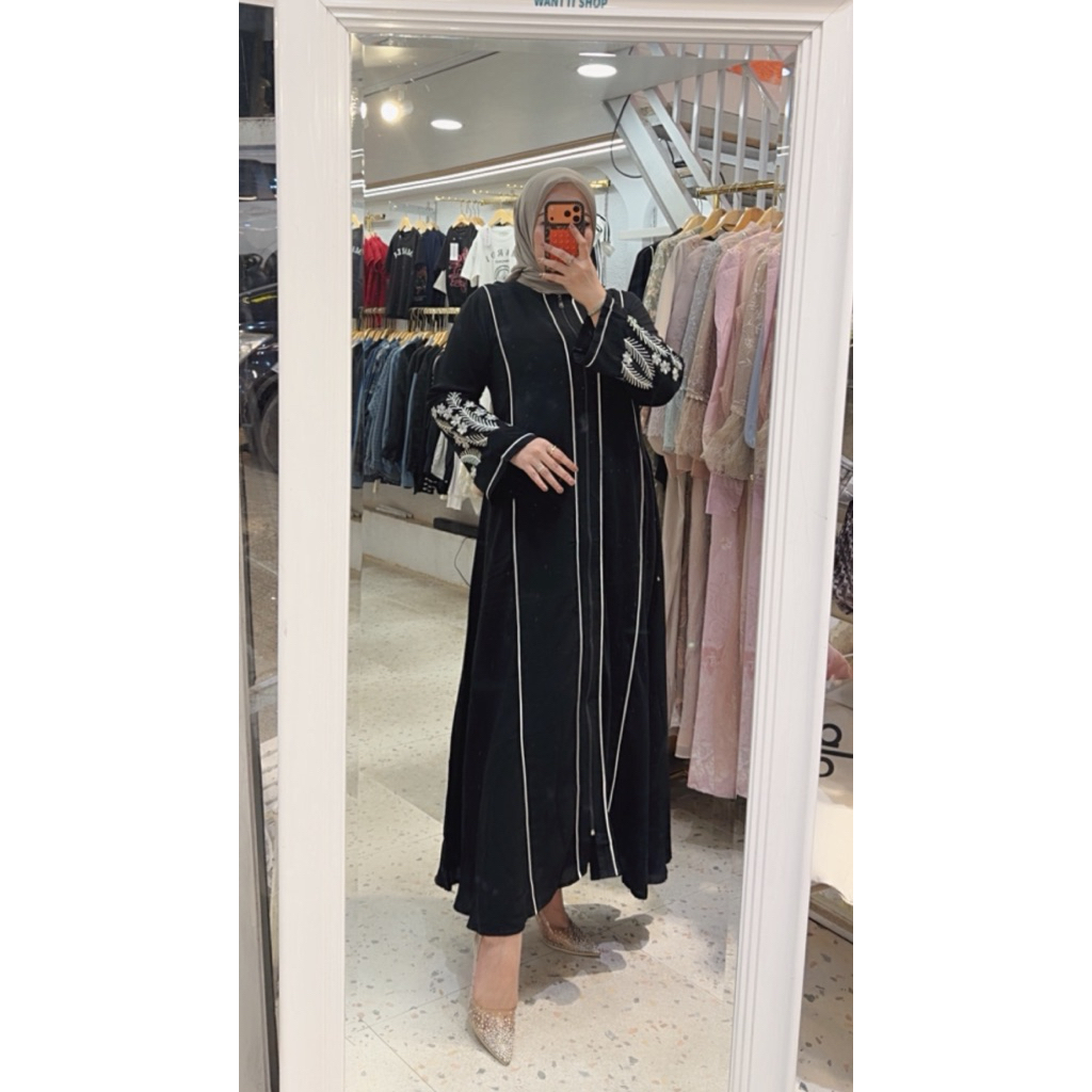 ABAYA HITAM bordir putih