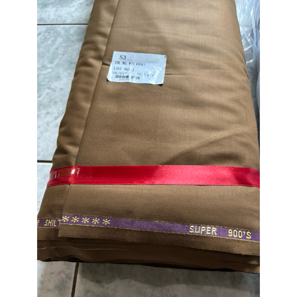 kain pemda khaki tua bahan semi wool katun premium